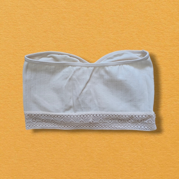 Lucky Brand Women's Seamless Lace Strapless Bandeau Bra Cream - Picture 5 of 12